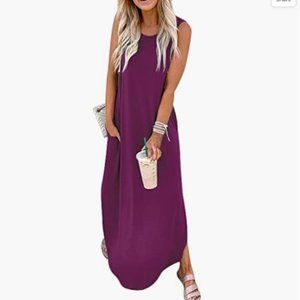 Purple Sleeveless Maxi Dress w/ pockets, Small